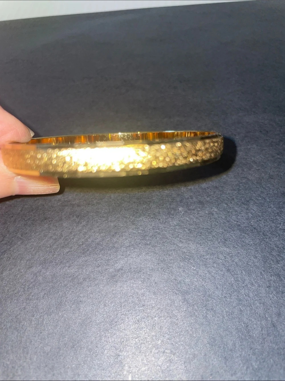 Vintage Monet Gold Sparkle Textured Bangle Bracelet for Women